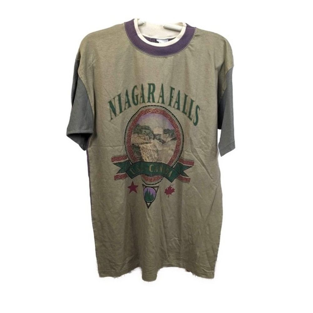 Vintage Single Stitch Niagara Falls‎ Color Block T-Shirt- Size Large
